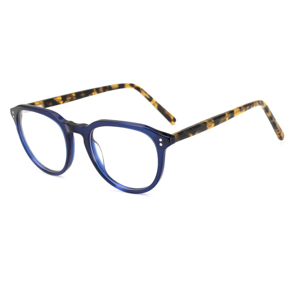 Olet Round Prescription Glasses Blue Acetate Frame Medium Size 2142054