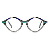 Olet Cat Eye Prescription Glasses Green Acetate Frame Oversized LA1069C3