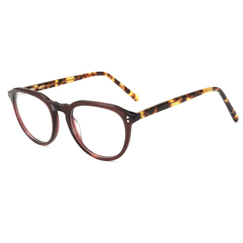 Olet Round Prescription Glasses Red Acetate Frame Medium Size 2142055