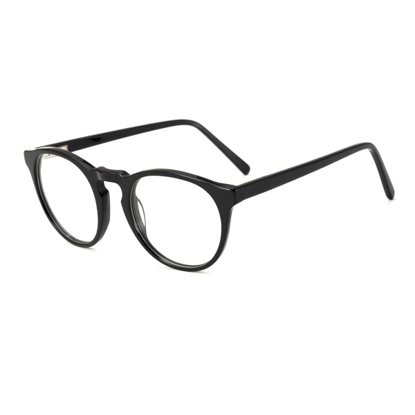 Olet Round Prescription Glasses Black Acetate Frame Medium Size 2232020