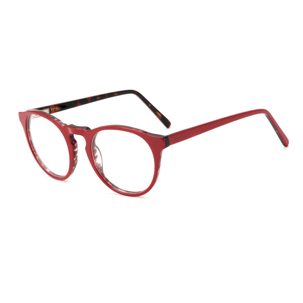 Olet Round Prescription Glasses Red Acetate Frame Small Size 2232094