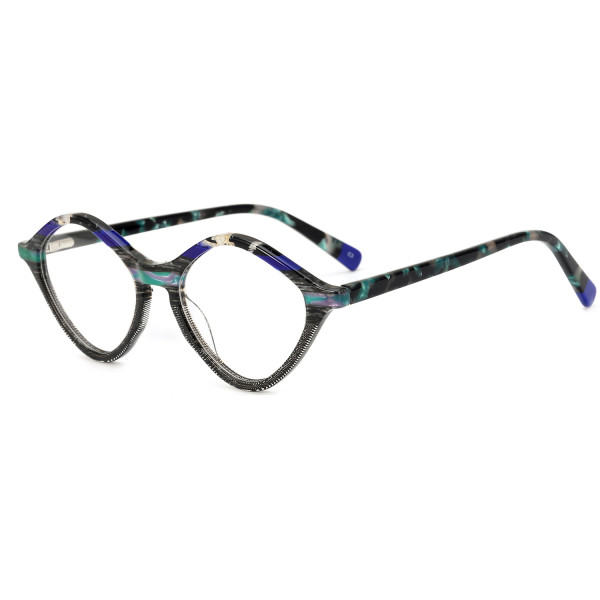 Olet Cat Eye Prescription Glasses Green Acetate Frame Oversized LA1069C3