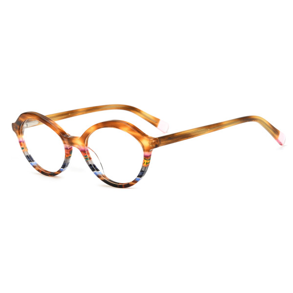 Olet Cat Eye Prescription Glasses Multicolor Acetate Frame Medium Size LA1063C3