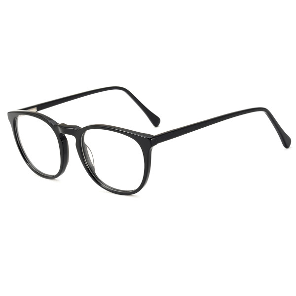 Olet Round Prescription Glasses Black Acetate Frame Medium Size 2212020