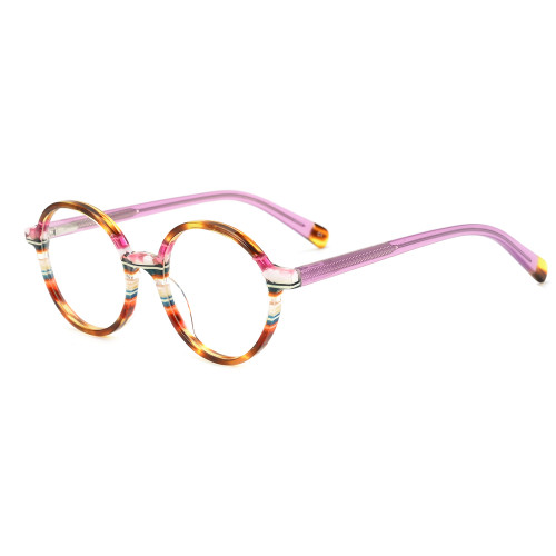 Olet Round Prescription Glasses Multicolor Acetate Frame Small Size LA1070C1