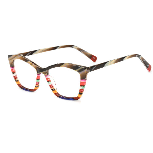 Olet Cat Eye Prescription Glasses Multicolor Acetate Frame Medium Size LA1068C3