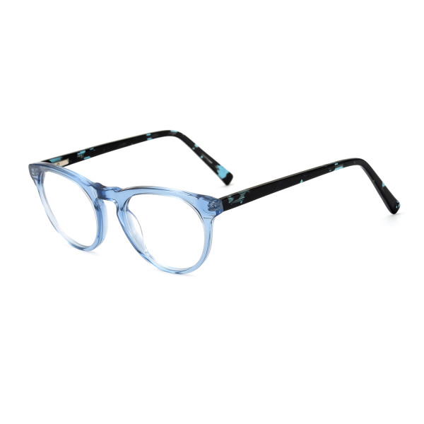 Olet Vintage Round Prescription Glasses Blue Acetate Frame Medium Size 2152063