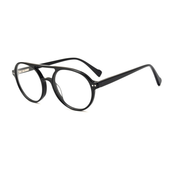 Olet Aviator Round Prescription Glasses Black Acetate Frame Medium Size 2182020