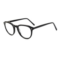 Olet Round Prescription Glasses Black Acetate Frame Medium Size 2142020