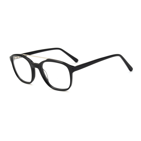 Olet Aviator Prescription Glasses Black Acetate Frame Medium Size 2172020