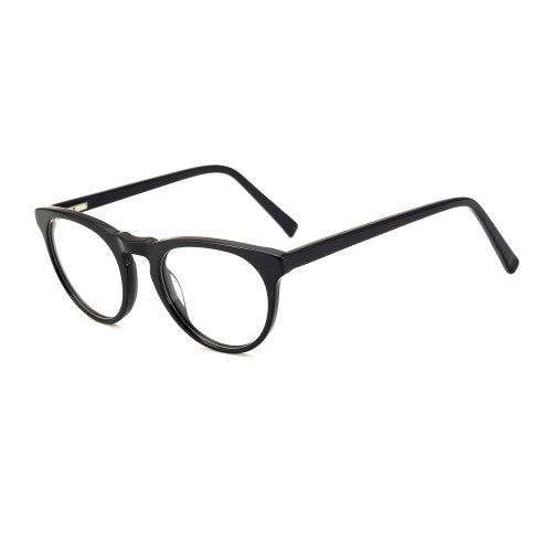 Olet Round Prescription Glasses Black Acetate Frame Medium Size 2152020