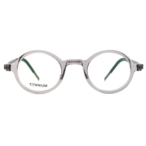 Olet Prescription Glasses Titanium Eyeglasses Clear/Gunmetal Vintage Round Frame Medium Size LT1810C4