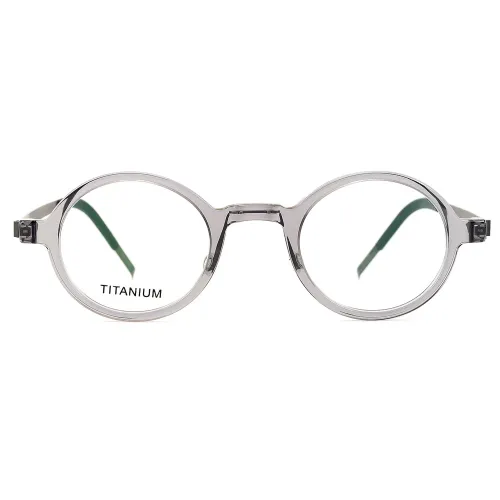 Olet Prescription Glasses Titanium Eyeglasses Clear/Gunmetal Vintage Round Frame Medium Size LT1810C4