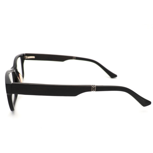 Olet Prescription Glasses Wood Eyeglasses Black Rectangle Frame Medium Size for Women Men 8004C1