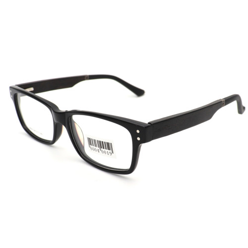 Olet Prescription Glasses Wood Eyeglasses Black Rectangle Frame Medium Size for Women Men 8004C1