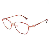 Olet Prescription Glasses Titanium Eyeglasses Red Oval Frame Large Size for Women LP8005C3
