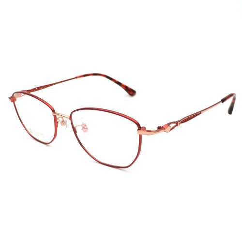 Olet Prescription Glasses Titanium Eyeglasses Red Oval Frame Large Size for Women LP8005C3