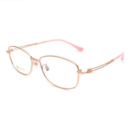 Olet Prescription Glasses Titanium Eyeglasses Gold Oval Frame Large Size for Women LP8028C2