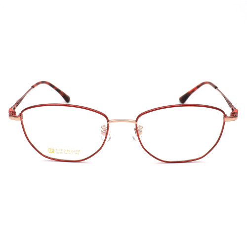 Olet Prescription Glasses Titanium Eyeglasses Red Oval Frame Large Size for Women LP8005C3