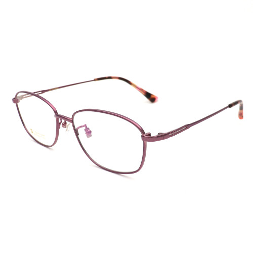 Olet Prescription Glasses Titanium Eyeglasses Purple Geometric Frame Medium Size for Women LP8022C4