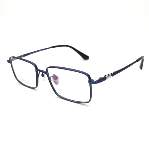 Olet Prescription Glasses Titanium Eyeglasses Blue Square Frame Large Size for Men LP8038C4