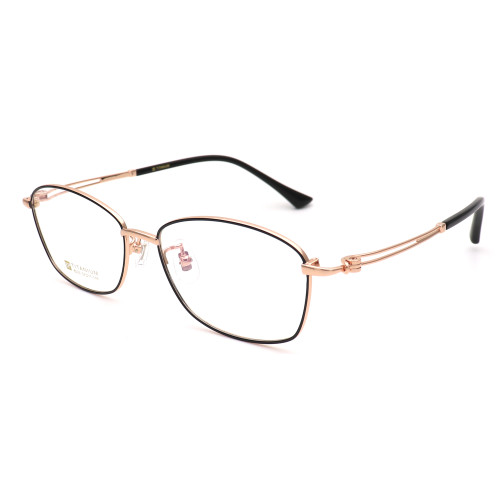 Olet Prescription Glasses Titanium Eyeglasses Gold/Black Oval Frame Large Size for Women LP8029C1