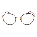 Olet Prescription Glasses Titanium Eyeglasses Gold/Black Round Frame Medium Size LP22206C5