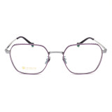 Olet Prescription Glasses Titanium Eyeglasses Silver/Purple Geometric Frame Oversize for Women LP22157C3