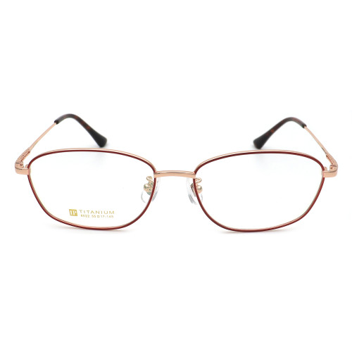 Olet Prescription Glasses Titanium Eyeglasses Gold/Red Geometric Frame Medium Size for Women LP8022C3