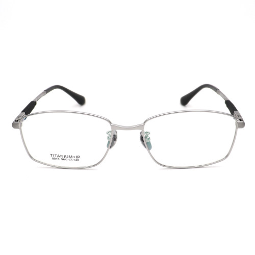 Olet Prescription Glasses Titanium Eyeglasses Silver Square Frame Medium Size LP8018C2