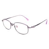 Olet Prescription Glasses Titanium Eyeglasses Purple Oval Frame Large Size for Women LP8007C4