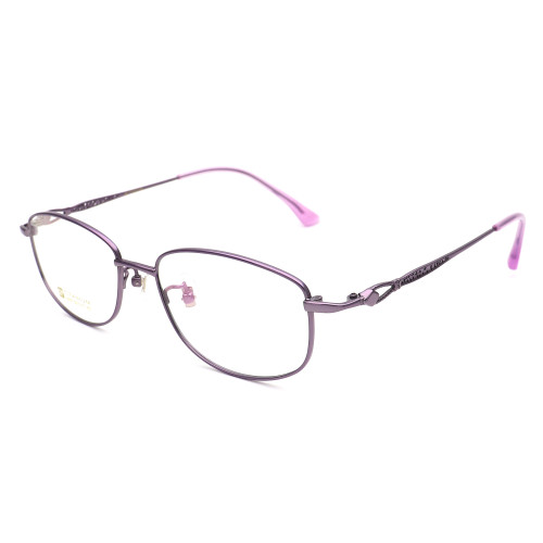Olet Prescription Glasses Titanium Eyeglasses Purple Oval Frame Large Size for Women LP8007C4