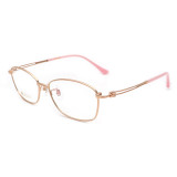 Olet Prescription Glasses Titanium Eyeglasses Gold Oval Frame Large Size for Women LP8029C2