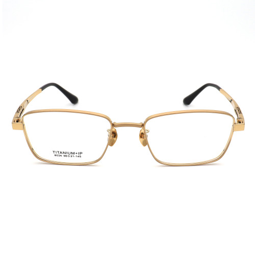 Olet Prescription Glasses Titanium Eyeglasses Gold Square Frame Oversize for Men LP8034C1
