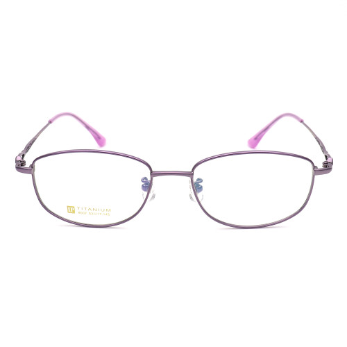 Olet Prescription Glasses Titanium Eyeglasses Purple Oval Frame Large Size for Women LP8007C4