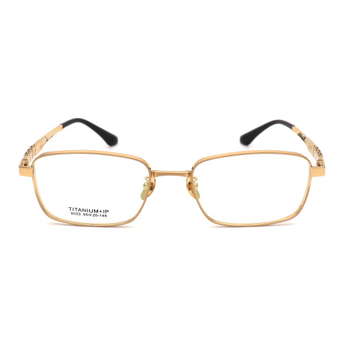 Olet Prescription Glasses Titanium Eyeglasses Gold Square Frame Large Size for Men LP8033C1