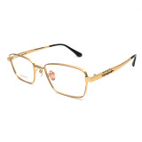 Olet Prescription Glasses Titanium Eyeglasses Gold Square Frame Oversize for Men LP8034C1