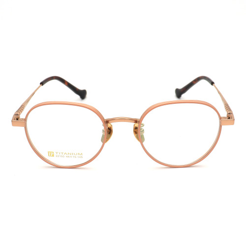 Olet Prescription Glasses Titanium Eyeglasses Gold/Pink Round Frame Small Size for Women LP22150C2