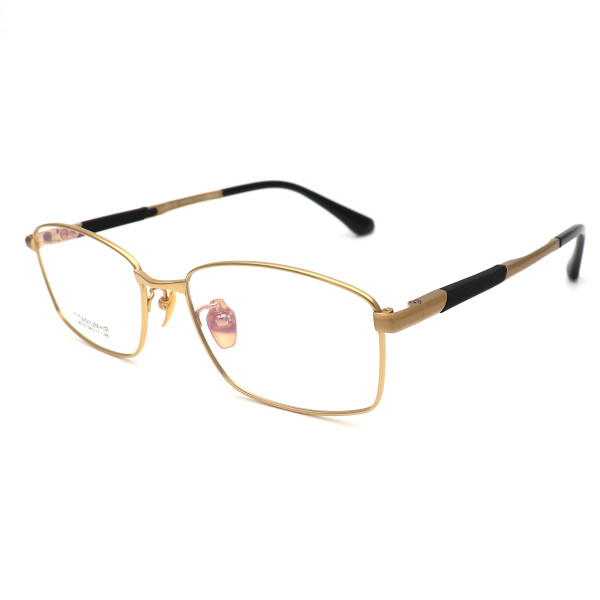 Olet Prescription Glasses Titanium Eyeglasses Gold Square Frame Medium Size LP8018C1