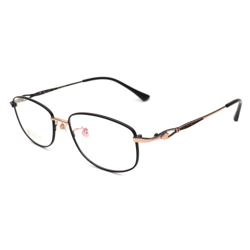 Olet Prescription Glasses Titanium Eyeglasses Gold/Black Oval Frame Large Size for Women LP8007C1