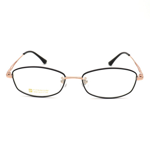 Olet Prescription Glasses Titanium Eyeglasses Gold/Black Oval Frame Medium Size for Women LP8008C1