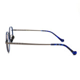Olet Prescription Glasses Titanium Eyeglasses Gunmetal/Blue Round Frame Small Size LP22149C4