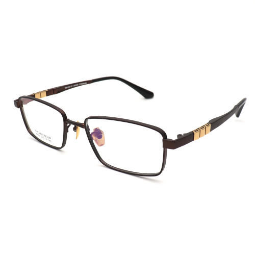 Olet Prescription Glasses Titanium Eyeglasses Coffee Rectangle Frame Large Size for Men LP8036C5