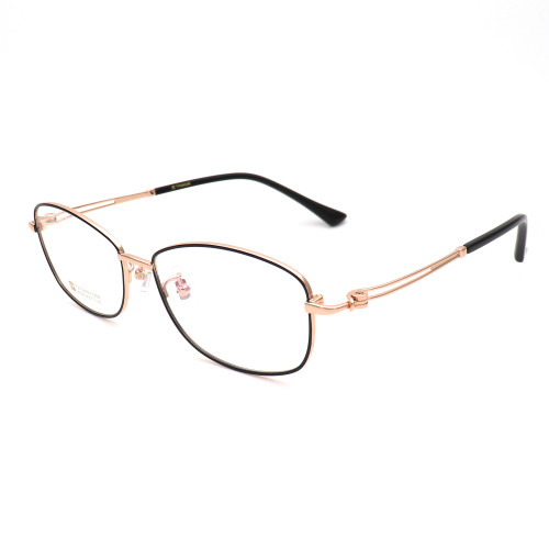 Olet Prescription Glasses Titanium Eyeglasses Gold/Black Oval Frame Large Size for Women LP8028C1