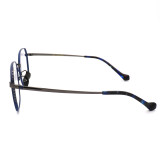 Olet Prescription Glasses Titanium Eyeglasses Gunmetal/Blue Geometric Frame Oversize LP22157C4