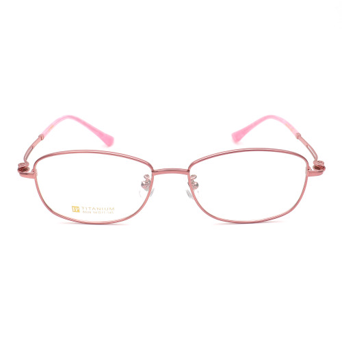 Olet Prescription Glasses Titanium Eyeglasses Pink Oval Frame Large Size for Women LP8028C5