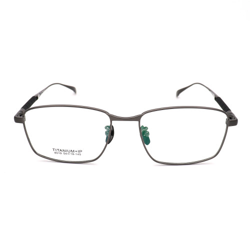 Olet Prescription Glasses Titanium Eyeglasses Gunmetal Square Frame Medium Size LP8019C3