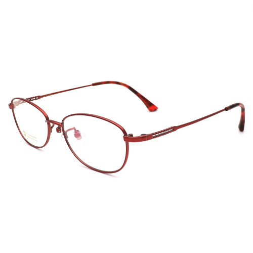 Olet Prescription Glasses Titanium Eyeglasses Burgundy Oval Frame Medium Size for Women LP8009C3
