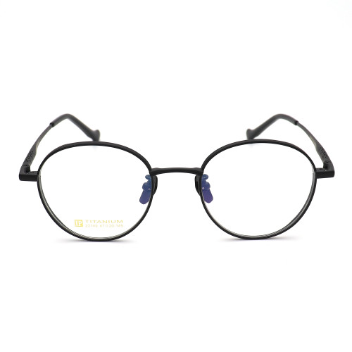 Olet Prescription Glasses Titanium Eyeglasses Black Round Frame Small Size LP22149C1