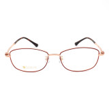 Olet Prescription Glasses Titanium Eyeglasses Gold/Burgundy Oval Frame Large Size for Women LP8028C3